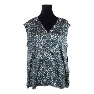 NWT Women's Vneck sleeveless blouse Ruched Shoulders Forrest Green size L